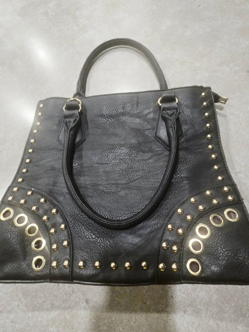 SOURCE UNKNOWN Women's Black Faux Leather Shoulder Bag - Large - Picture 3 of 14